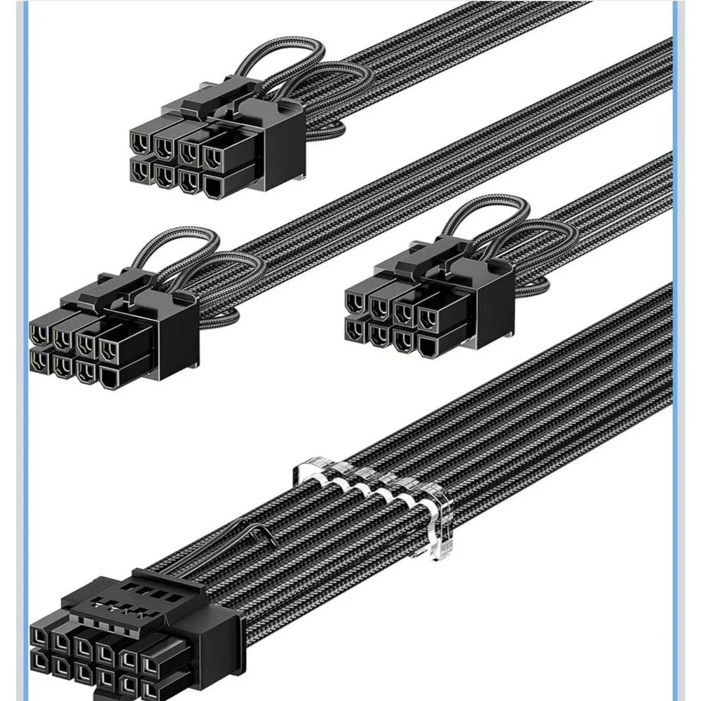 PCIe 5.0 Gpu Power Cable Sleeved 70cm | 16pin 12+4 12VHPWR Connector For RTX